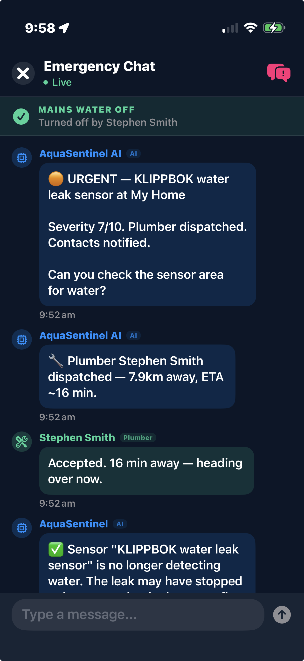 Emergency chat with AI dispatch
